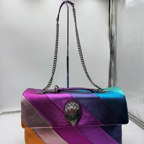 Kurt Geiger London XXL Kensington Bag Rainbow Metallic Leather Eagle Head NEW - Picture 4 of 14